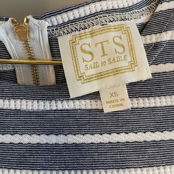 Sail to Sable STS Blue and White Rope Striped Short Sleeve Nautical Dress SZ XS - Picture 9 of 9
